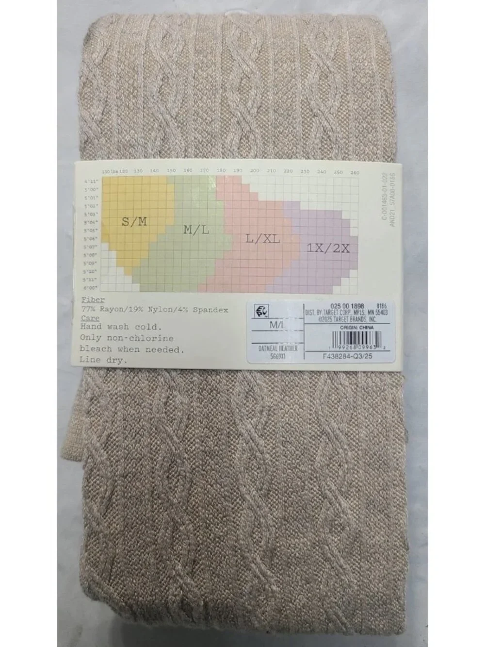 Womens Cable Knit Sweater Tights A New Day Oatmeal Heather Size M/L Medium Large